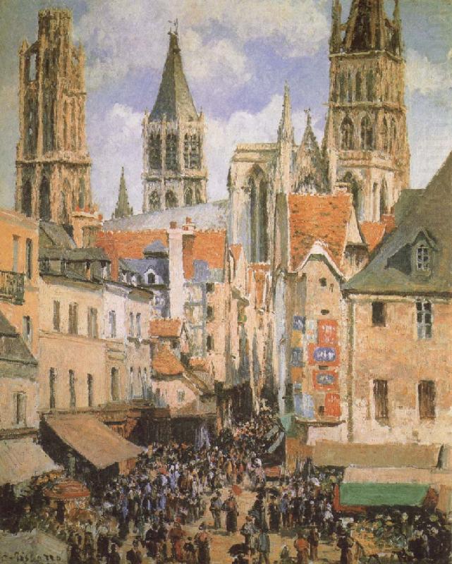 The Old Market-Place in Rouen and the Rue de I-Epicerie, Camille Pissarro